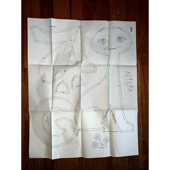 Sewing pattern 804 Long neck Plush cat 1950s 16in tall - Picture 4 of 5